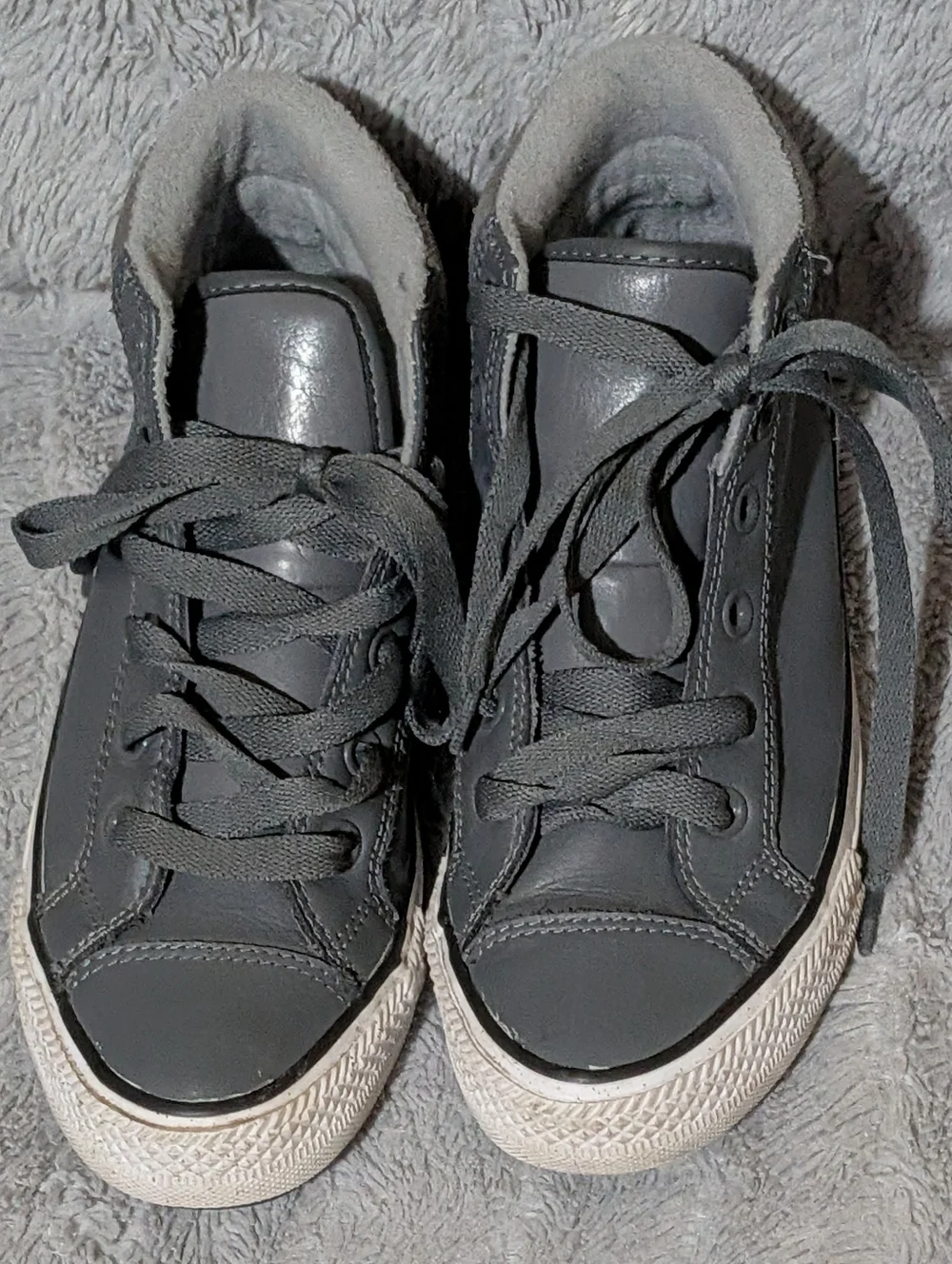 Converse Big Kids' Leather Gray All Star High-Top Sneakers Size 4